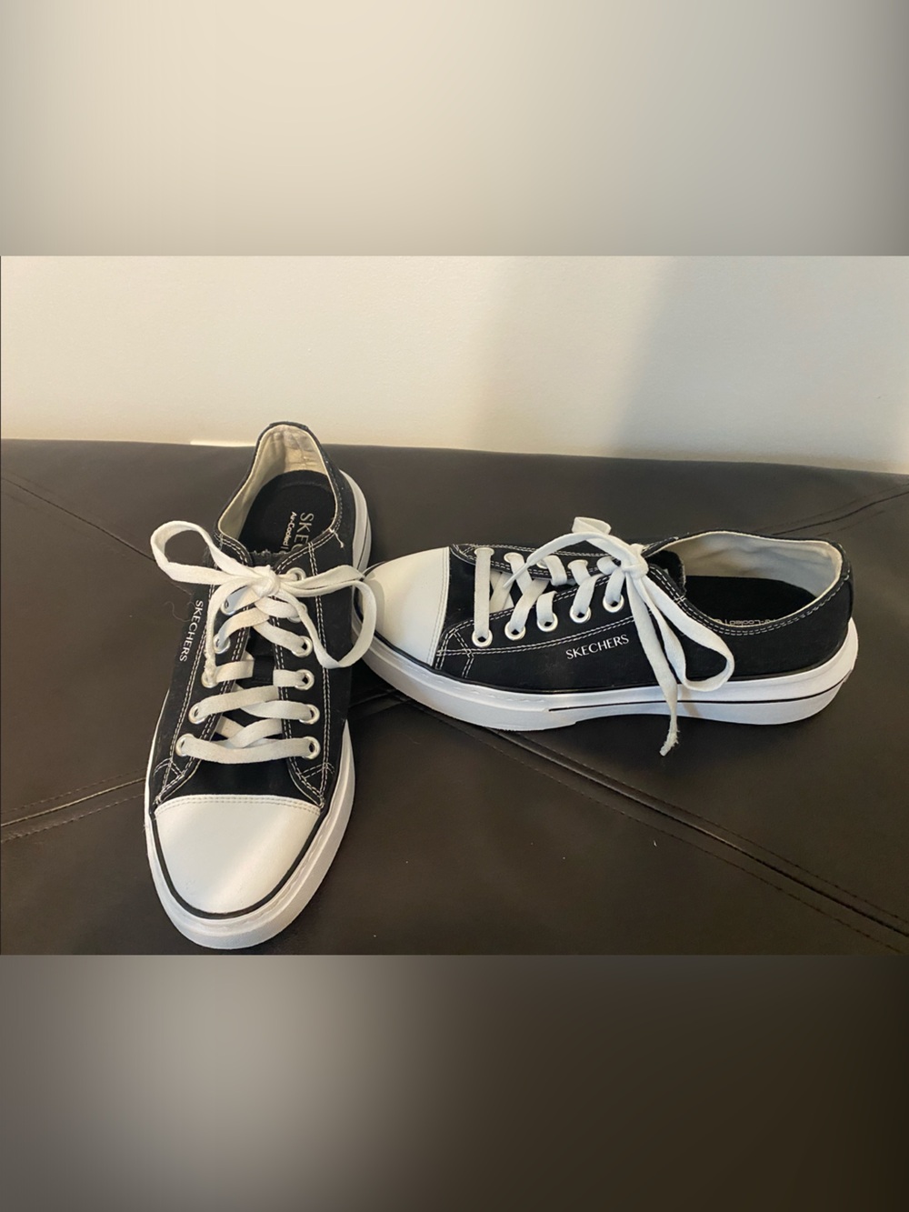 Skechers Black and White Low-Top Lace-Up Sneakers
